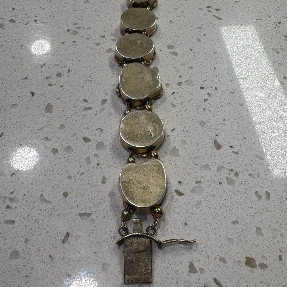 Antique Hughes Sterling Silver Sliding Charm Bracelet (RESERVED) - Picture 5 of 10